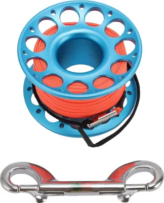 Produktbild von 30 m / 98.43ft Scuba Diving Rollenluftfahrt Aluminium mit doppelten Haken Multi -Purpose -Fingerspulen Blau