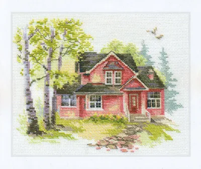 Productafbeelding van Borduurpakket kruissteek Meihuis 18x14 cm