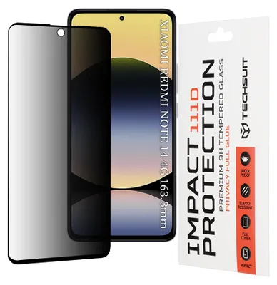 Obrázok produktu pre Techsuit 111D Privacy Full Glue tvrdené sklo pre Xiaomi Redmi Note 14 4G / Redmi Note 14 5G – čierne (Black)