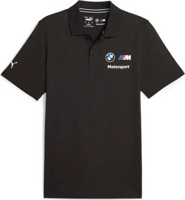 Produktbild von BMW Motorsport Puma Polo „Essential“, Offizieller Fanartikel, Schwarzes Polo mit BMW und Puma Logos, 100% Baumwolle, Drei-Knopf-Leiste, Rippkragen
