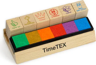 Produktbild von TimeTEX Lehrer-Stempel aus Holz "Motivation", 6-tlg.
