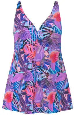 Produktbild von Ulla Popken, Damen, große Größen, Badekleid Palmen Recycling