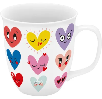 Kaffeebecher mit Herz-Motiv, 40 cl, Porzellan, 10 cm hoch