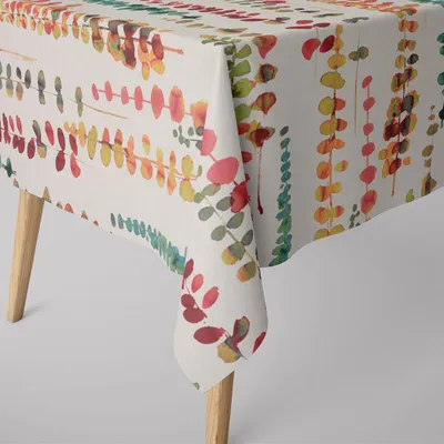 Produktbild von SCHÖNER LEBEN. Tischdecke Ranken Blätter Aquarell beige terrakotta g Größe 120x120cm