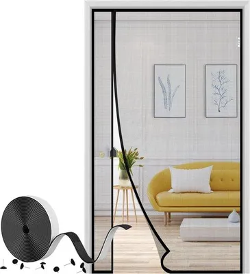 Produktbild von Famanu Insektenschutzgitter für Türen, 90 x 210 cm, magnetisch, für Balkon- und Terrassentüren