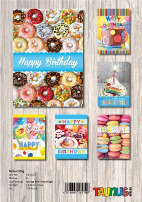 Image de Cartes d'anniversaire - 100 pièces - 6 motifs