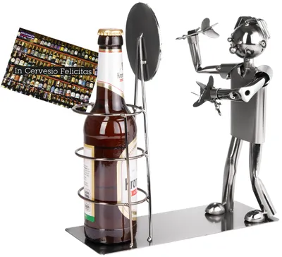 Bierfleshouder Darts – Metallskulptur, 25x27x10 cm, silber