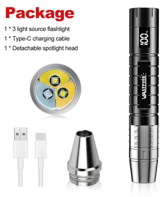 Image de Lampe de poche UV à LED - Lampe de poche UV - 3 modes - 365 nm - Rechargeable par USB-C - 1500 mAh - Écran LCD - Noir