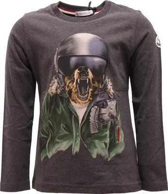 Obrázek produktu pro 9211R MONCLER šedé bavlněné dětské tričko s výstřihem