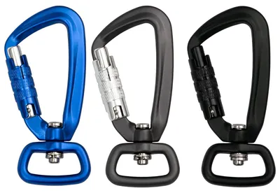 Immagine prodotto di 3 ganci a D con chiusura automatica – Ganci di sicurezza per l'arrampicata e l'uso quotidiano