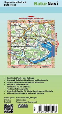 Obrázek produktu pro NaturNavi Wanderkarte mit Radwegen Singen - Radolfzell a.B.