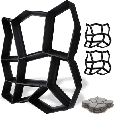 Produktbild von VINGO 3X DIY Pflasterform Pflaster Gehweg Betonpflaster Giessform Garten Schablone mit 9 Kammer 43 x 43 x 4cm