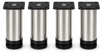 Möbelfüße Edelstahl gebürstet, 120 mm, 4er-Set, höhenverstellbar, bis 25 kg