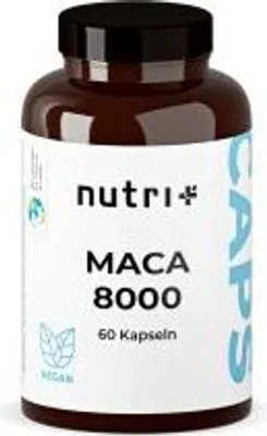 Produktbild von nutri+ Maca 8000 | 60 Kapseln | 400 mg 20:1 Maca-Extrakt pro Kapsel | vegan