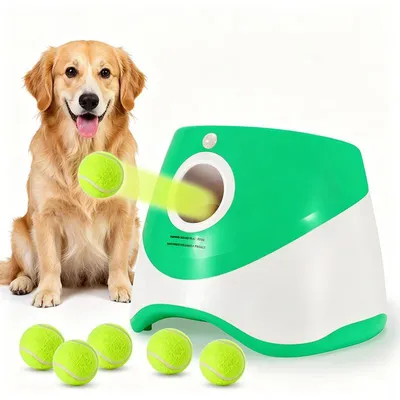 Produktbild von ZELURXX Automatischer Hunde Tennisball Werfer, Intelligente Hundespielzeug Ballwurfmaschine, Wurfgerät für Hunde, 9 Bälle, USB Akku, Indoor Outdoor, Grün