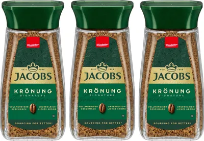Produktbild von JACOBS Löskaffee Krönung 3 x 200g Gläser löslicher Kaffee - 600g Instantkaffee