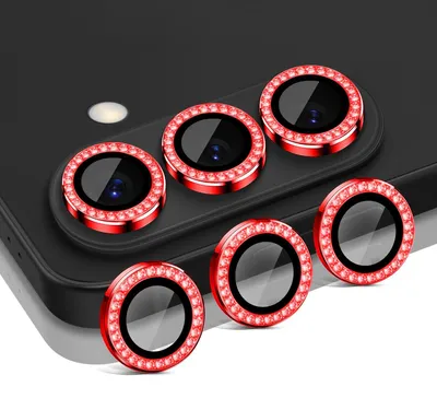 Produktbild von Kamera Linsenschutz Glas Set mit Schmucksteinen für Samsung Galaxy S26 Schutzglas Camera Linse Panzerfolie 9H Rot