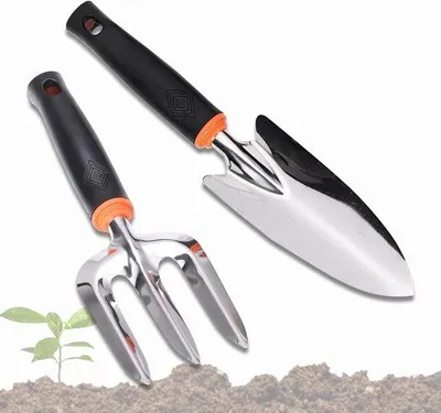 Image de Ensemble de 2 pelles de jardin ergonomiques avec manche en caoutchouc