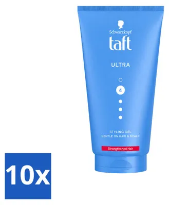 Immagine prodotto di 10 confezioni di gel modellante Taft Ultra Styling, formato 150 ml, tenuta forte, confezione