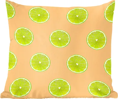 Produktbild von MuchoWow® Zierkissen Sofakissen Wohnzimmer Dekokissen 40x40 cm Limette - Pastell - Muster - Foto Kissen - Schlafzimmer Dekoration
