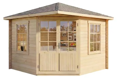 Produktbild von Alpholz 5-Eck Holz-Gartenhaus Monica 320x320cm Natur 40mm Wandstärke