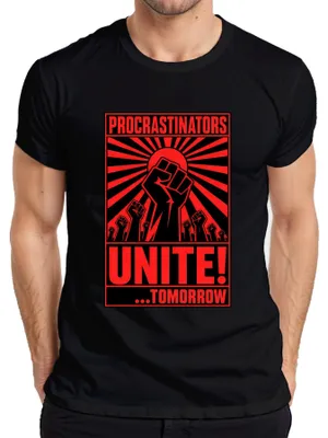 Zdjęcie produktu dla Koszulka "Procrastinatorzy, zjednoczcie się! Lustig Propaganda", kolor czarny, rozmiar 3XL