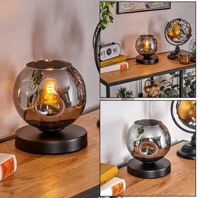 Produktbild von Villamare Tischlampe aus Metall/Glas in Schwarz/Rauchfarben