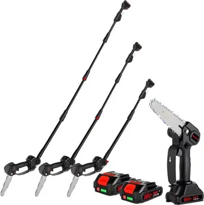 Produktbild von Teleskop-Kettensäge – Mini-Kettensäge – Elektrische Gartenschere – Teleskop-Kettensäge mit Akku – 3500 W – Höhenverstellbar – Tragbare Gartengeräte – 2 Akkus, EU-Stecker