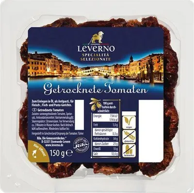 Produktbild von Leverno Tomaten getrocknet 150 G Klarsichtpackung Von Natur aus Vegan Von Natur aus Glutenfrei Würzig aromatisch im Geschmack