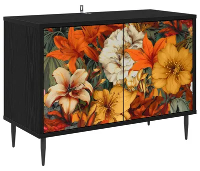 Image de vidaXL Meuble TV GENNEP, 69 x 33 x 50,5 cm, noir, imitation chêne