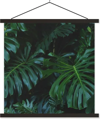 Produktbild von MuchoWow® Textilposter Pflanzen - Dschungel - Blätter 90x90 cm mit schwarzem Rahmen - Magnetisches