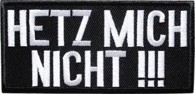 Produktbild von Hetz Mich Nicht Rocker Biker Heavy Metal - Aufnäher, Bügelbild, Aufbügler, Applikationen, Patches, Sticker, Größe: 10 x 4,7 cm