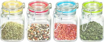 Produktbild von Gewürzgläser 4er-Set Vorratsgläser Drahtbügelgläser Marmeladenglas Einmachgläser