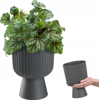 Produktbild von KADAX Blumentopf in Kelchform "Golem", aus Kunststoff, Pflanzgefäß, Pflanzschale, 18 cm, Anthrazit