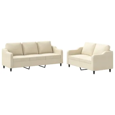 Zdjęcie produktu dla vidaXL 2-częściowa sofa z poduszkami z kremowego materiału