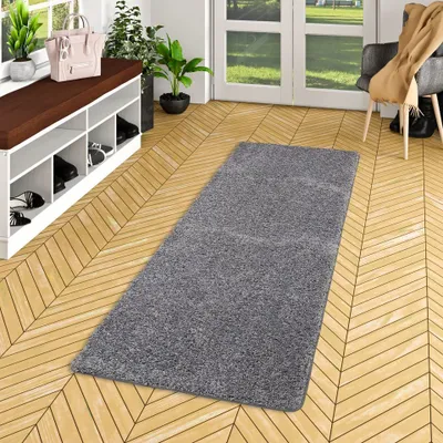 Produktbild von Luxus Läufer Hochflor Langflor Teppich Milano Grau, Größe:80x320 cm