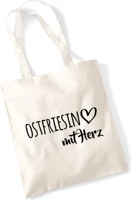 Produktbild von Huuraa Jutebeutel Ostfriesin mit Herz 10 Liter Natural Baumwolle Tasche Geschenkidee