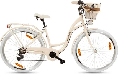 Produktbild von Goetze Citybike Mood 28 Zoll, 7-Gang Shimano, Tiefeinstieg, Damenfahrrad inkl. Rattan-Korb