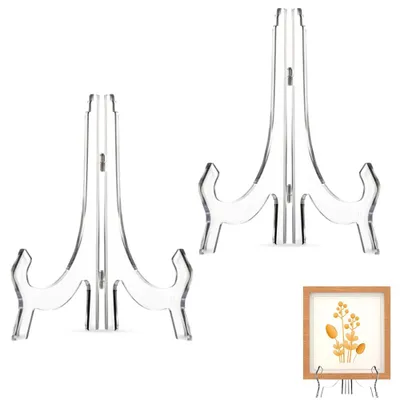 Produktbild von Tellerhalter 21–24 cm – faltbarer Tellerständer für Dekoteller & Tellerpräsentation – transparenter Kunststoff – stabiler Tellerständer für Zuhause