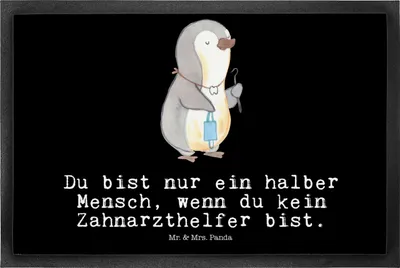 Produktbild von Mr. & Mrs. Panda fußmatte Zahnarzthelfer Herz 50 x 75 cm - Schwarz - Geschenk, Bodenvorleger, Fußabstreifer, Schmutzfangmatte, Gummimatte, Schmutzmatte