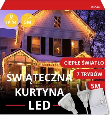 Zdjęcie produktu dla Girlanda Led Świąteczna 5M 150 Lampek Kurtyna Do Domu Wnętrza Na Zewnątrz