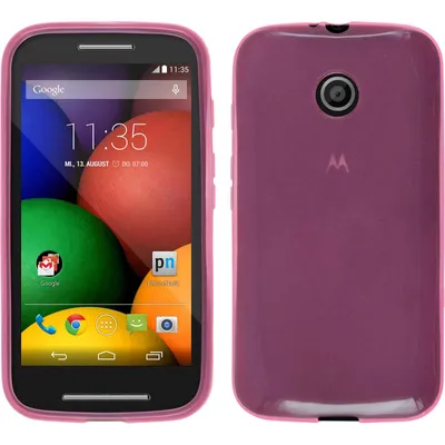 Produktbild von PhoneNatic Case kompatibel mit Motorola Moto E - rosa Silikon Hülle transparent + 2 Schutzfolien