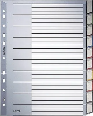 Produktbild von Leitz Register 43700000 blanko DIN A4 10teilig PP grau
