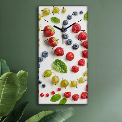 Produktbild von Wohnzimmer Leinwand Uhr Geräuschlos Küche 30x60 Weiße, Früchte, Motive, schwarze Zeiger