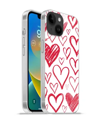 Produktbild von MuchoWow® Handyhülle Schutzhülle Hülle für Apple iPhone 14 - Softcase Eine Illustration mit mehreren Herzen auf weißem Hintergrund Silikon Softcase Handy Hülle - Mobiltelefonhülle