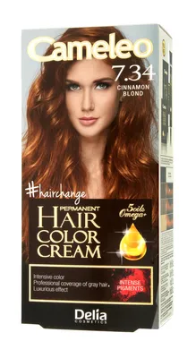 Productafbeelding van Delia Cosmetics Cameleo HCC permanente haarverf, kleur 7.34, kaneelblond, 1 verpakking.