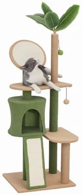 Produktbild von PawHut Kratzbaum 139 cm Katzenbaum mit Katzenhöhle, für Katzen bis 5 kg, Grün