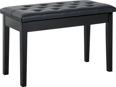 Zdjęcie produktu dla Fortuna Lai Stołek do fortepianu Ławka do fortepianu w tradycyjnym stylu rustykalnym z miejscem do przechowywania, drewno gumowe, sztuczna skóra czarna, 76x36x50 cm dla muzyków