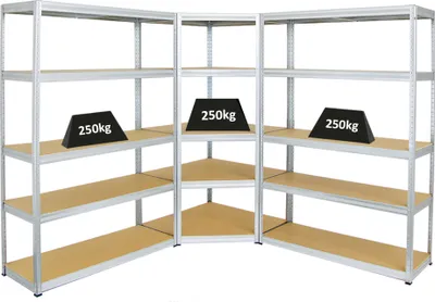 Produktbild von Mega Deal | 1x Eckregal + 2x Schwerlastregal Big Elephant S | Fachlast 250 kg | Verzinkt