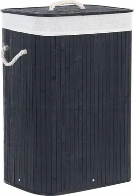 Image de Ekspand | Panier à linge en bambou - Noir - 72 L - avec couvercle - 40 x 30 x 60 cm